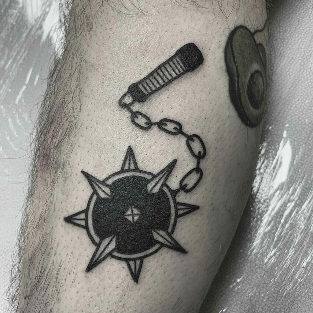 Simple Flail Tattoo For Upper Arm