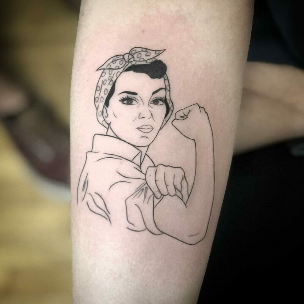 Minimalist Rosie The Riveter Tattoo