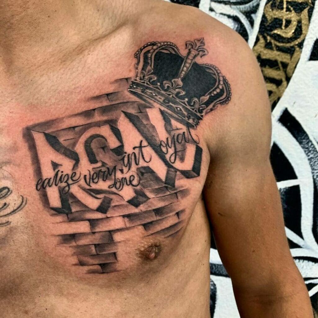 Chest REAL Crown Tattoo
