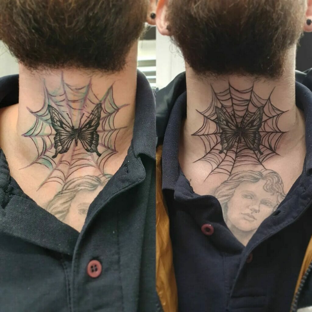 Butterfly Cobweb Tattoo Design