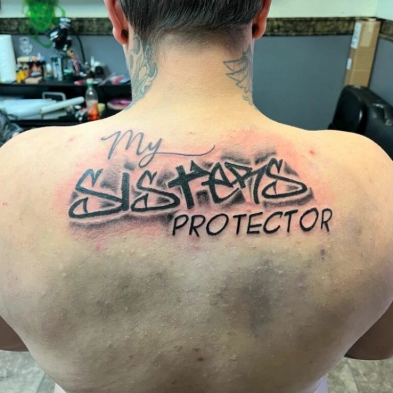 My Sister's Protector Back Tattoo Designs