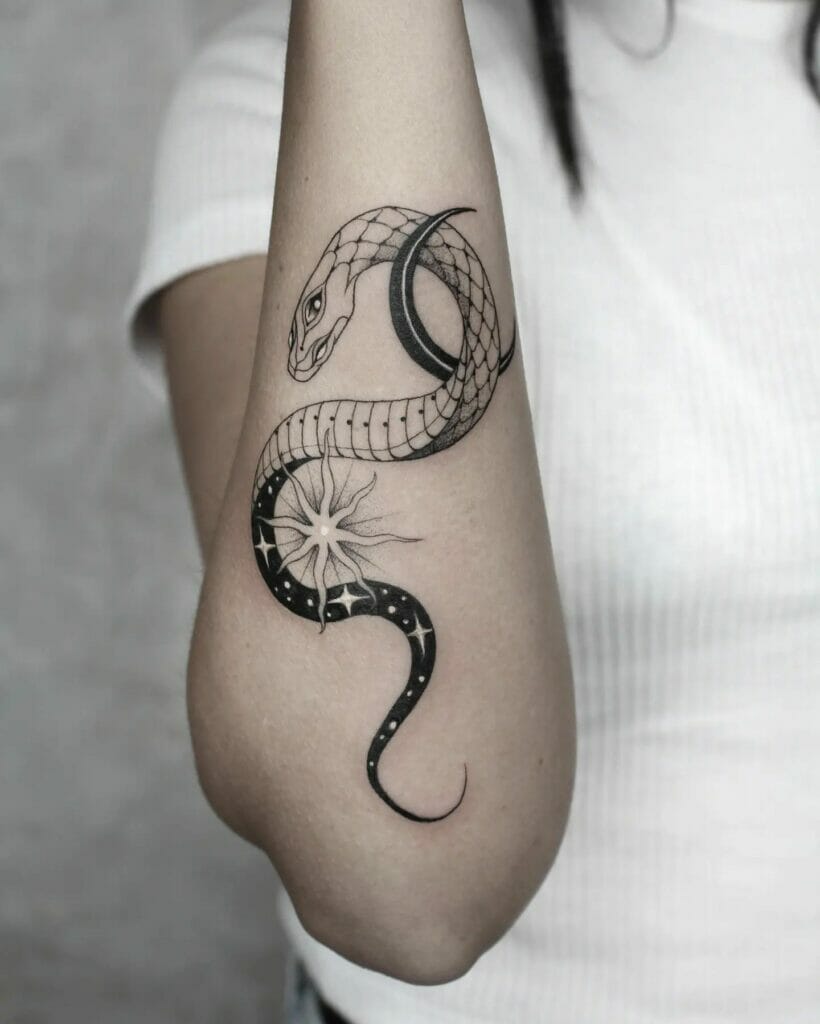 Snake Glitter Stencil Tattoo