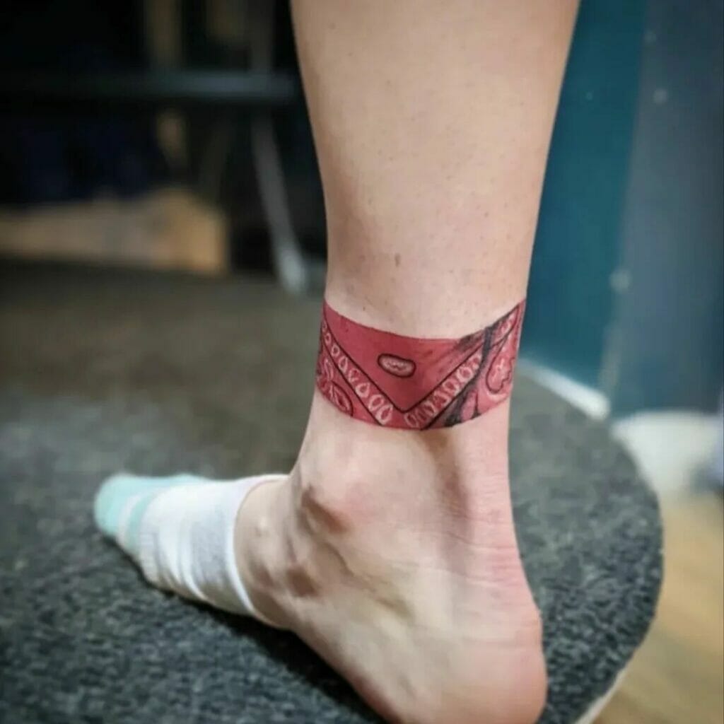 Red Bandana Leg Tattoo