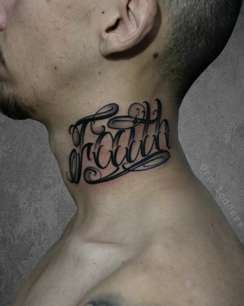 Faith Neck Tattoo
