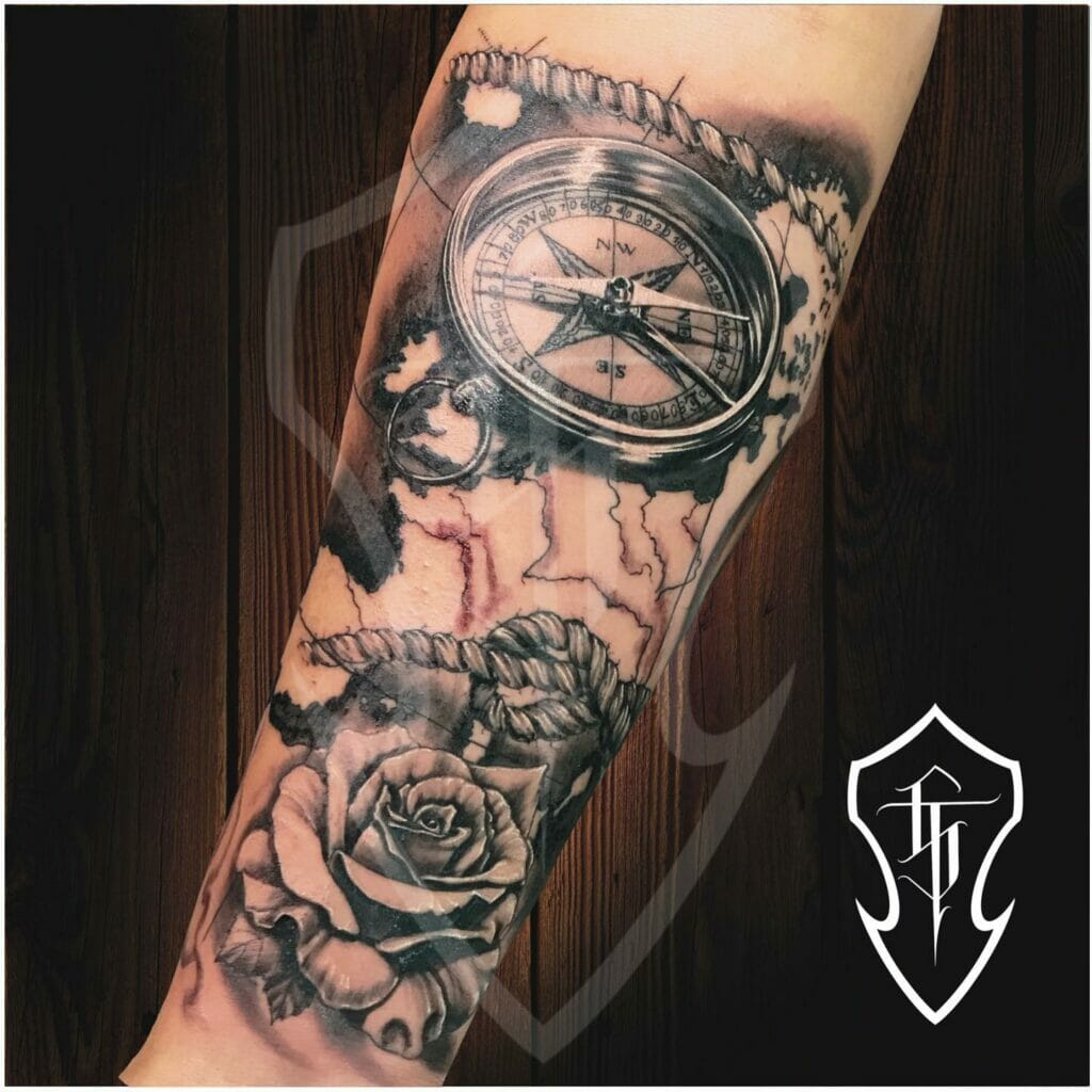 Compass Rose Tattoo On Hand