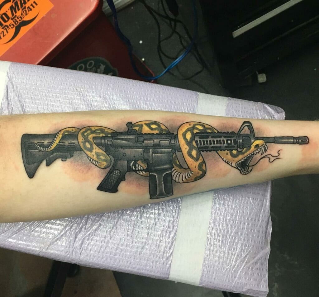 Deadly Ar 15 Tattoo With Snake