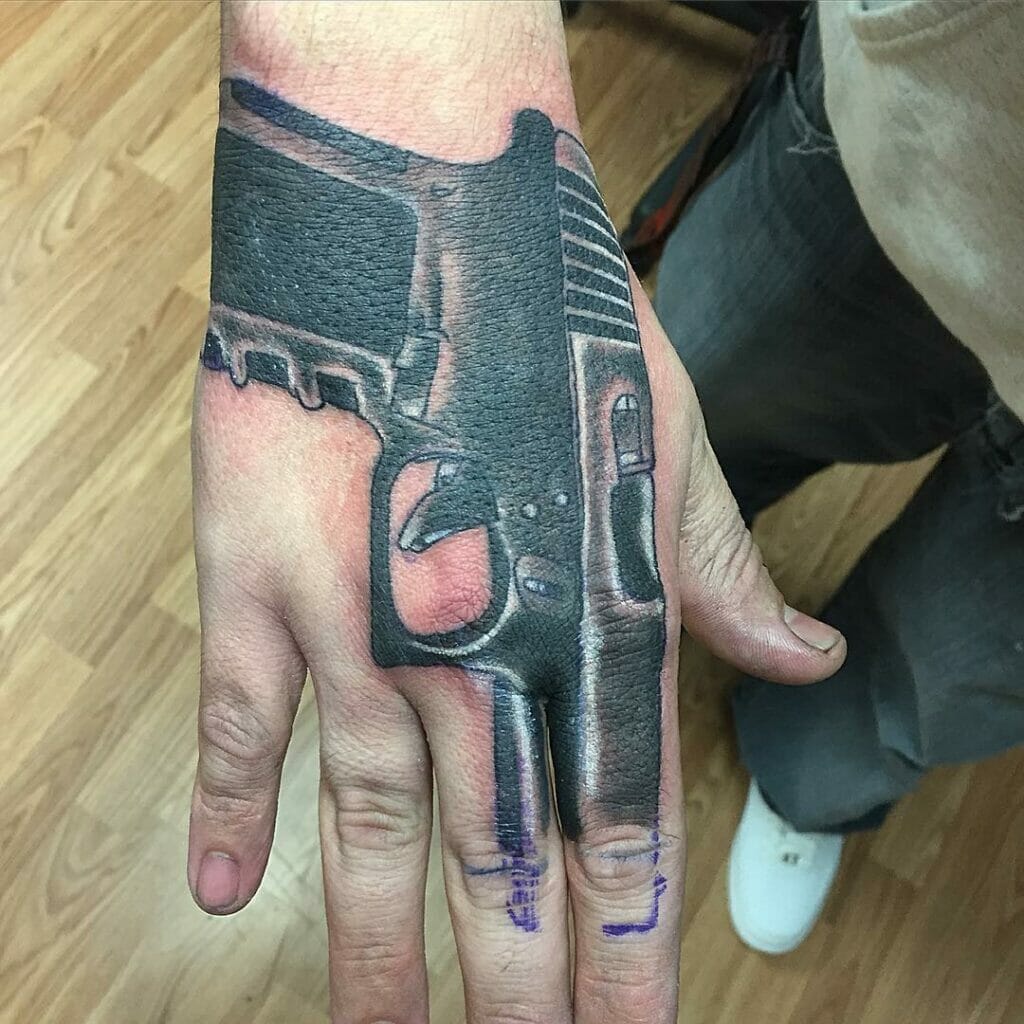 Finger Glock Tattoo