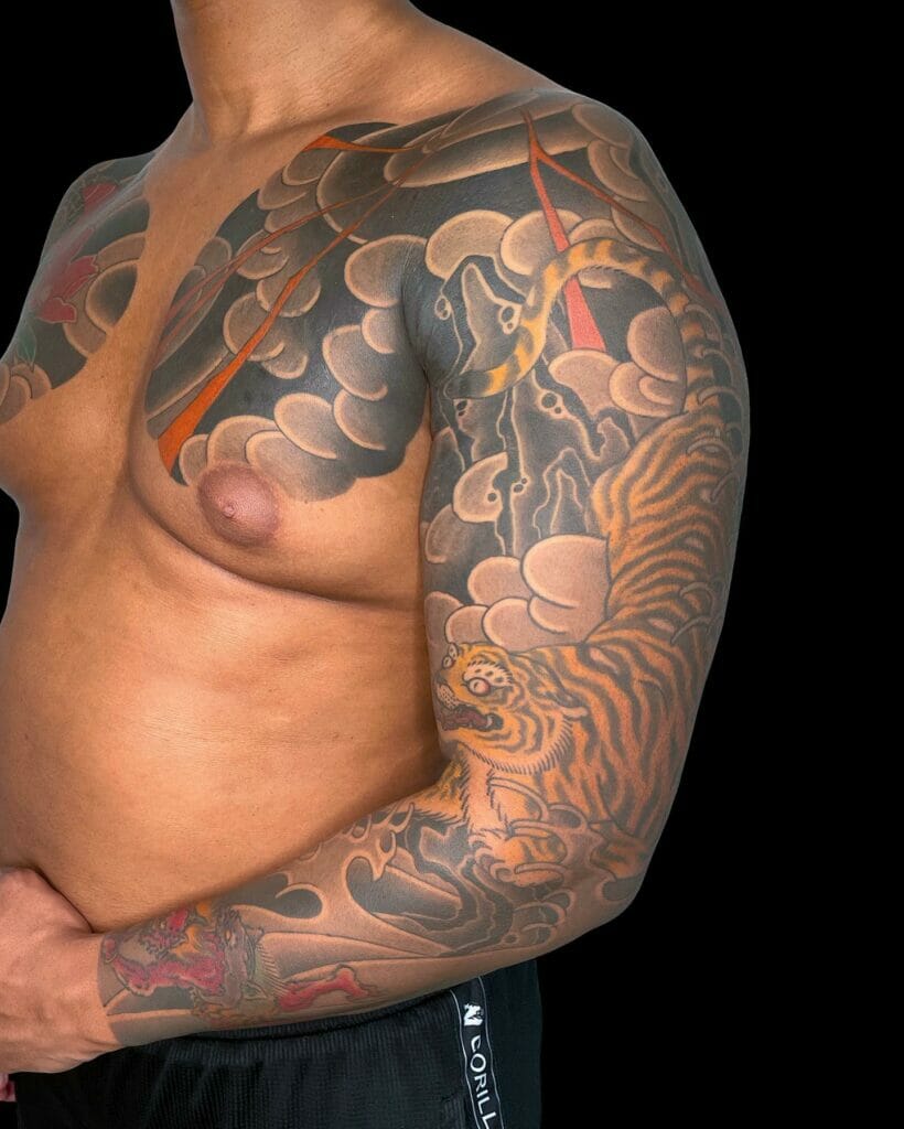 Japanese Tiger Sleeve Tattoo