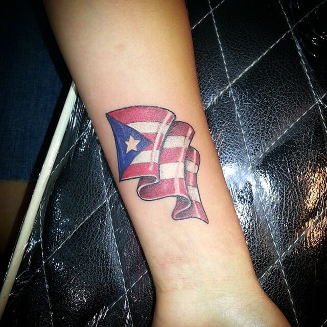 Mini Puerto Rican Flag Tattoo