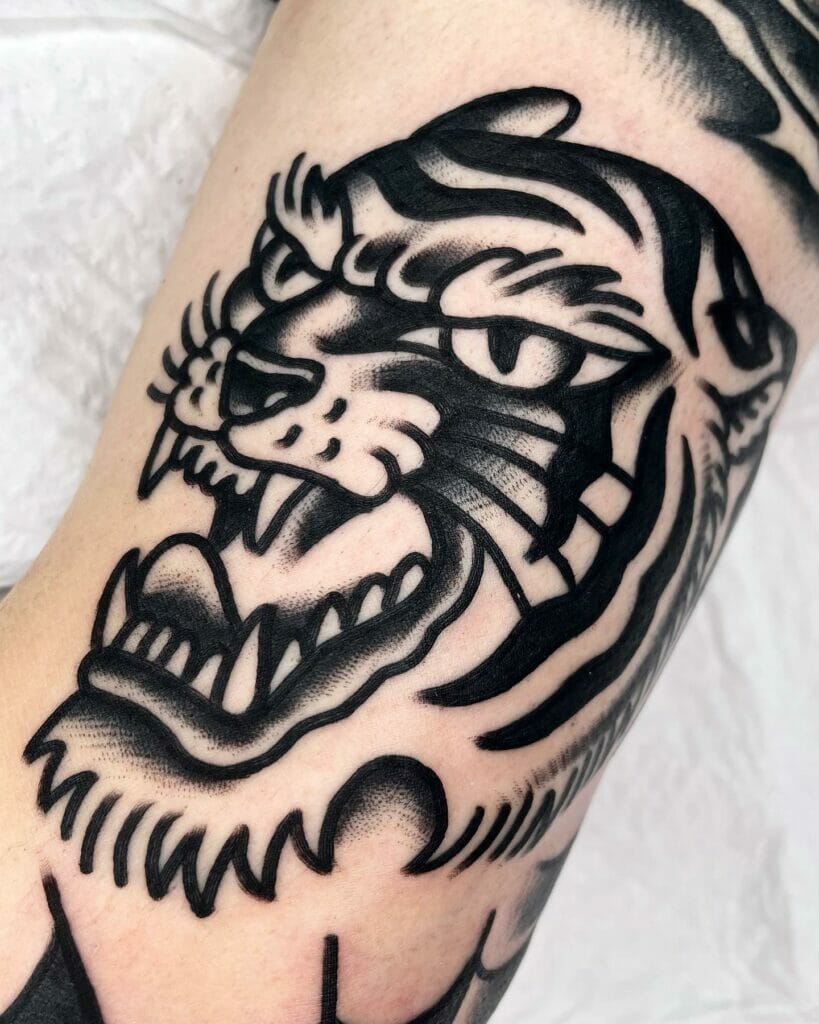 Monochrome Tiger Sleeve Tattoo