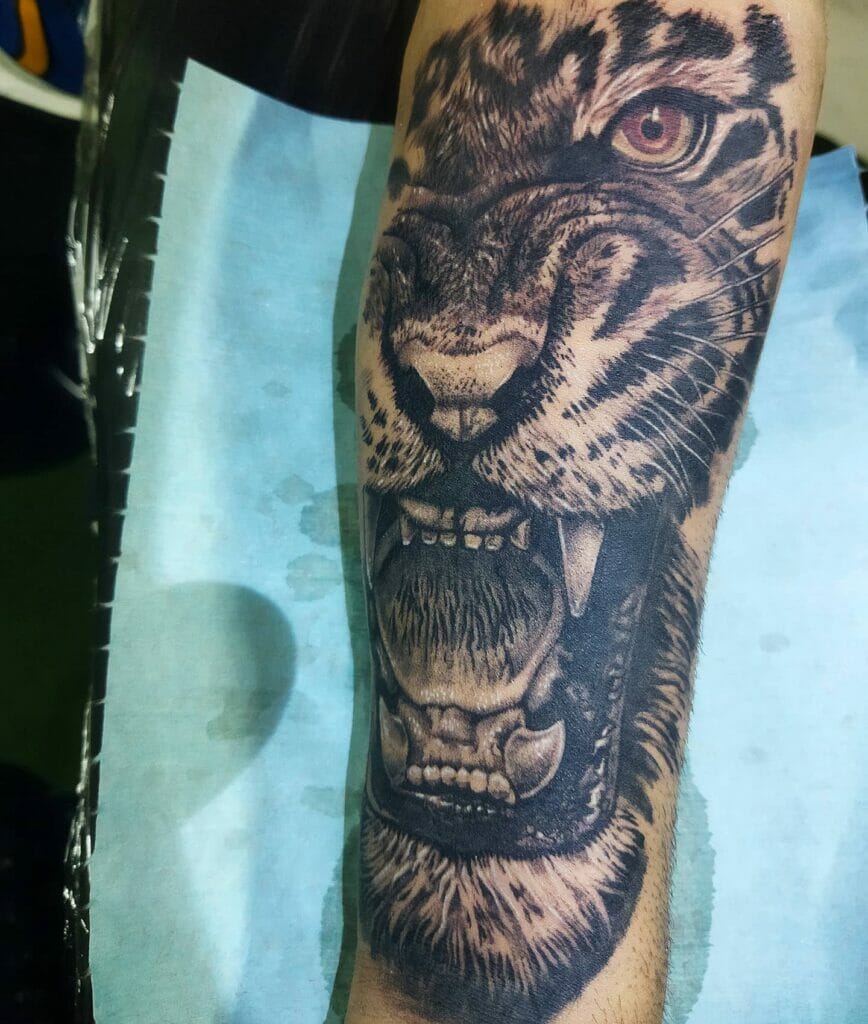 Realistic Tiger Face Tattoo