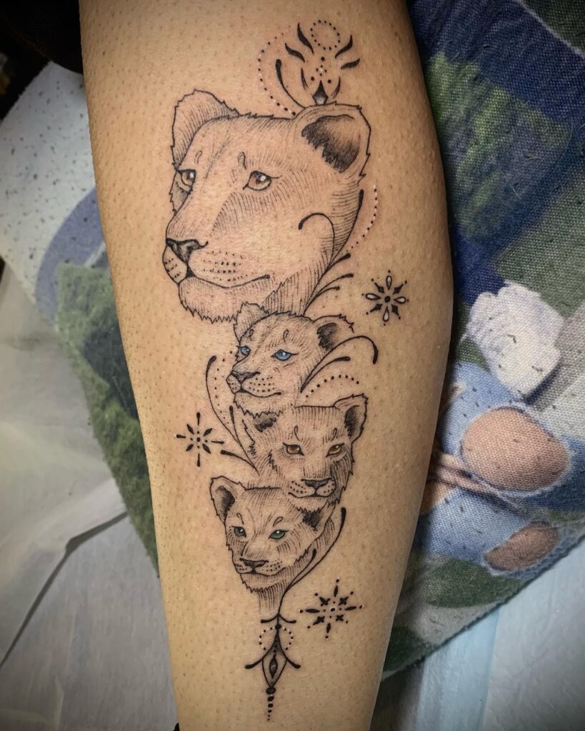 Lioness And Cub Tattoo