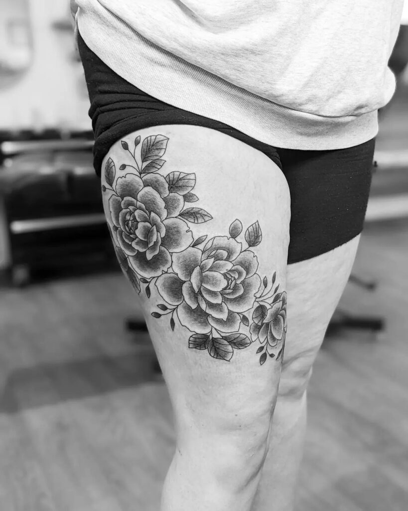 Flower Thigh Tattoo