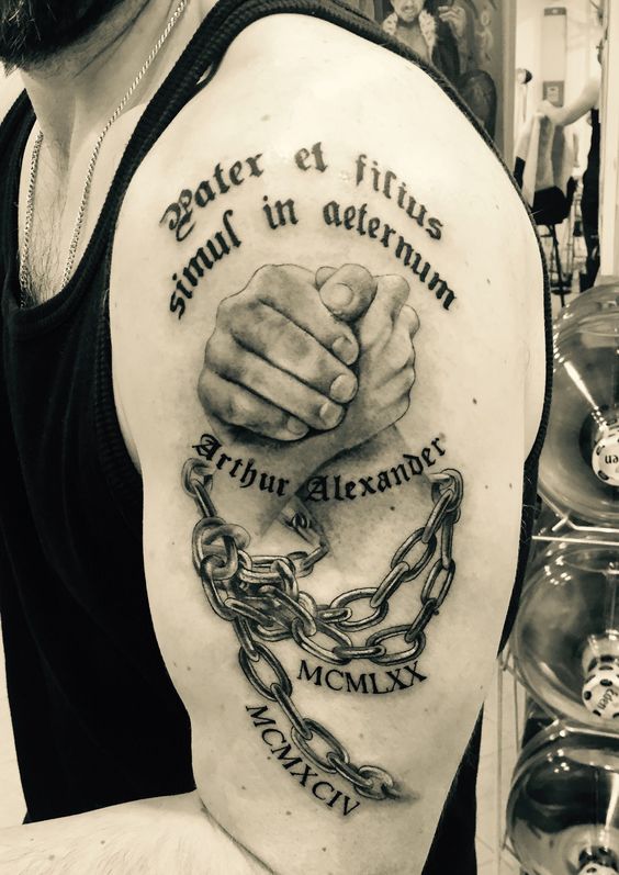 Powerful Sobriety Tattoo: Clasped Hands & Broken Chains - Honoring the Journey of Recovery