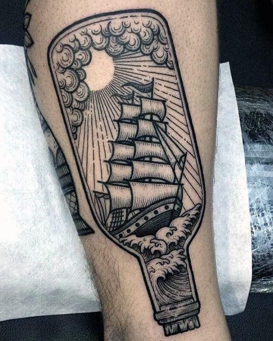 Hope-Filled Sobriety: Ship in a Bottle Tattoo for Recovery