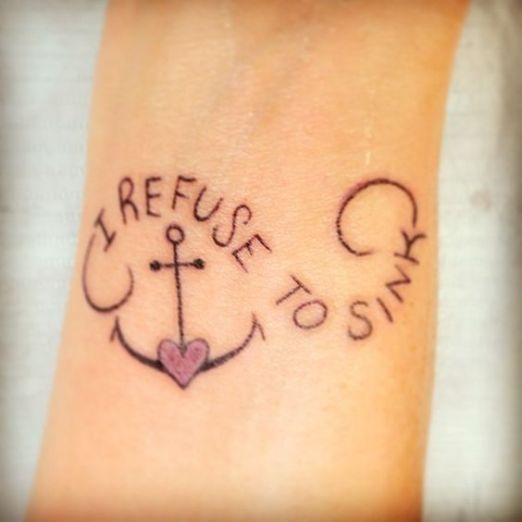 Steadfast Sobriety: Anchor Recovery Tattoo with Heart and Inspiring Phrase for Lasting Commitment