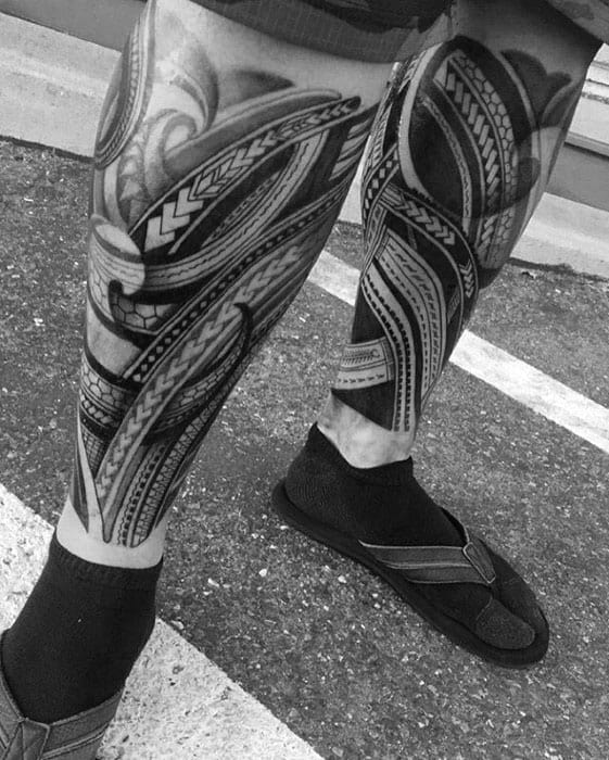hawaiian leg tattoo