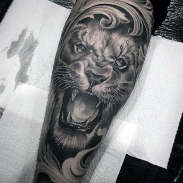 Lion Tattoo on Forearm
