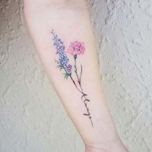 larkspur july birth flower tattoo