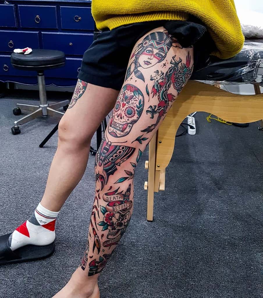 leg sleeve tattoo
