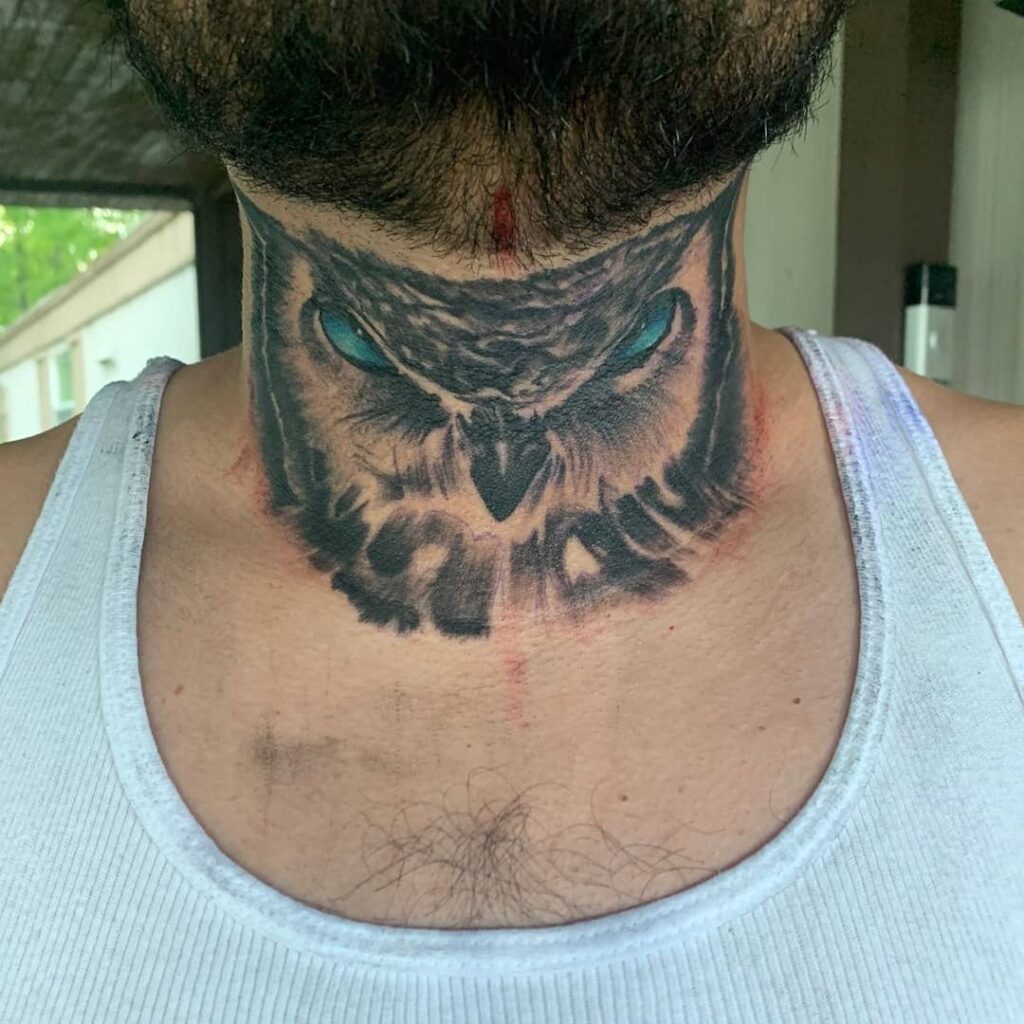 Owl Neck Tattoo 