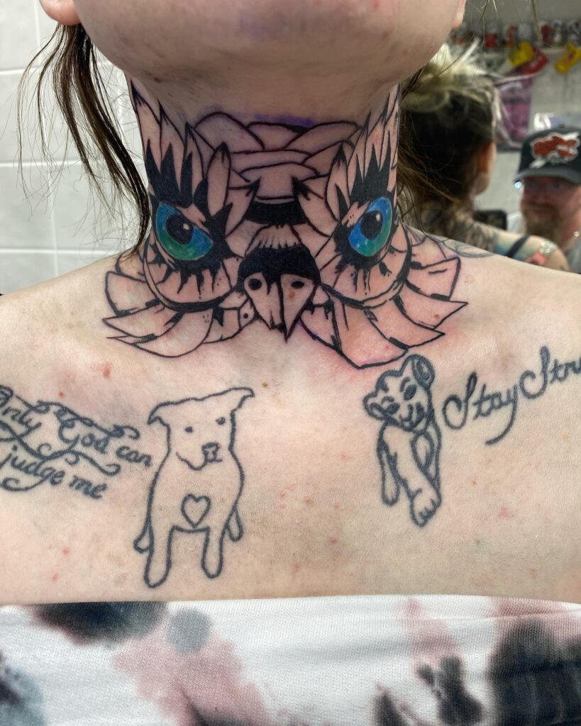 Owl Neck Tattoo