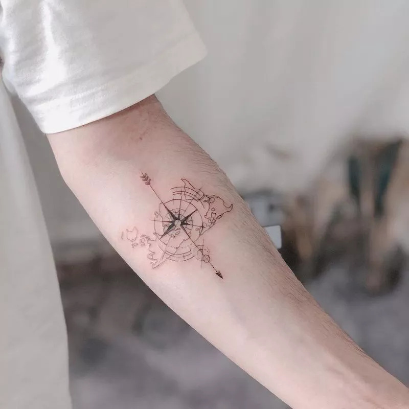 Compass Tattoo Stencil