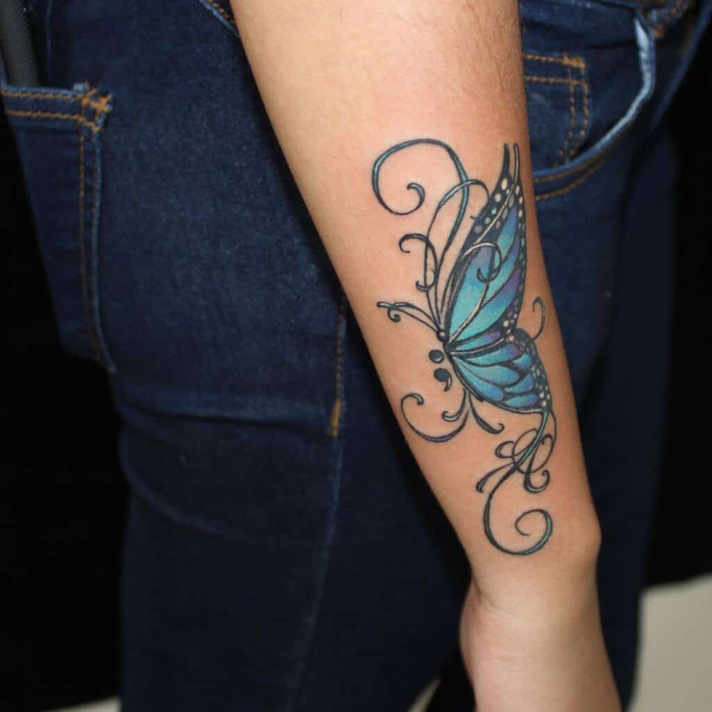 Semicolon Butterfly Tattoo