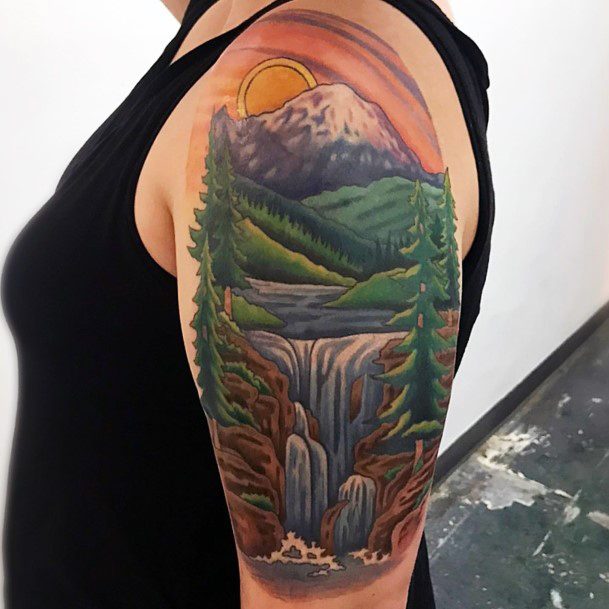 female cool waterfall tattoo design Outsons