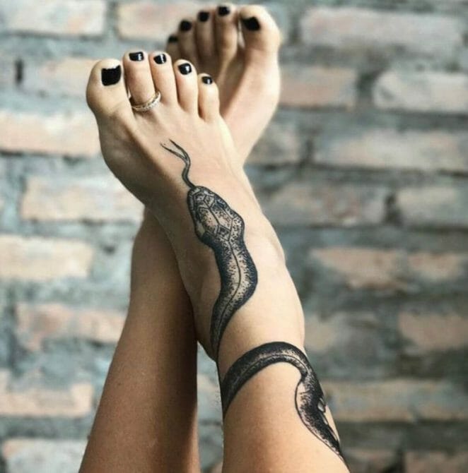 Snake Tattoo on Ankle