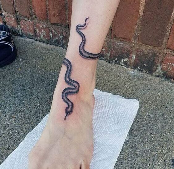 Snake Tattoo on Ankle