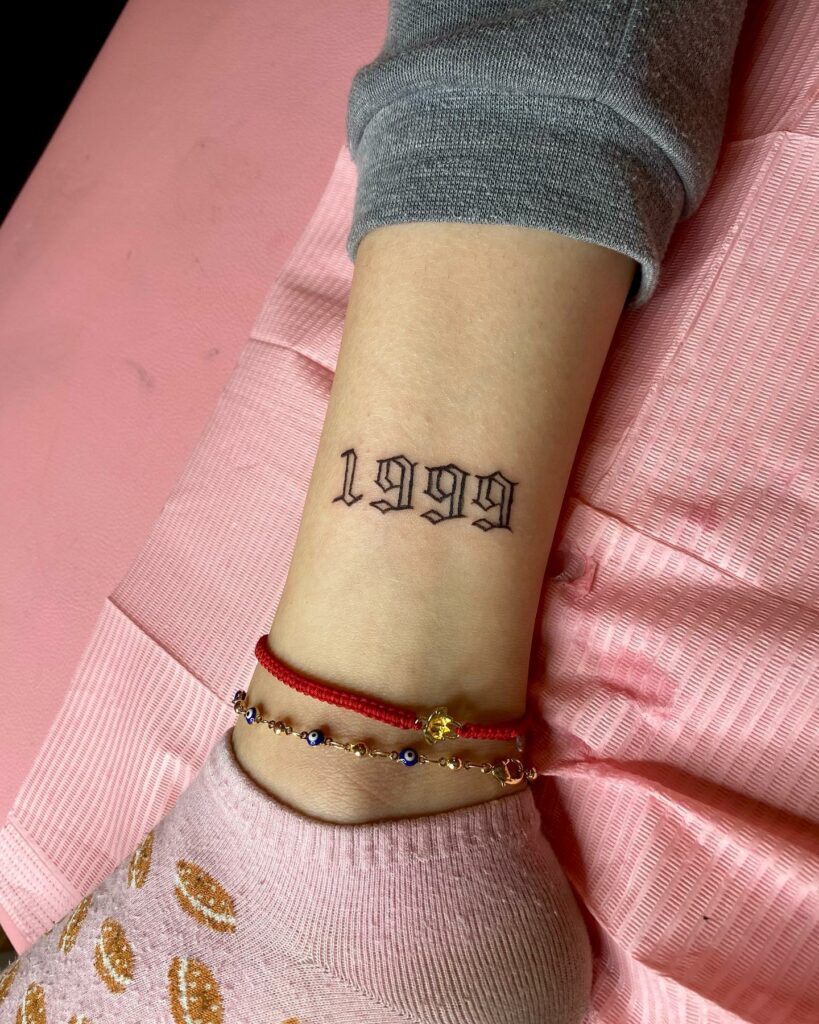1999 Number Tattoo on Ankle