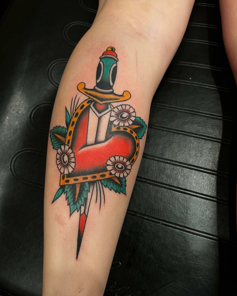 American Traditional Tattoo Leg Sleeve