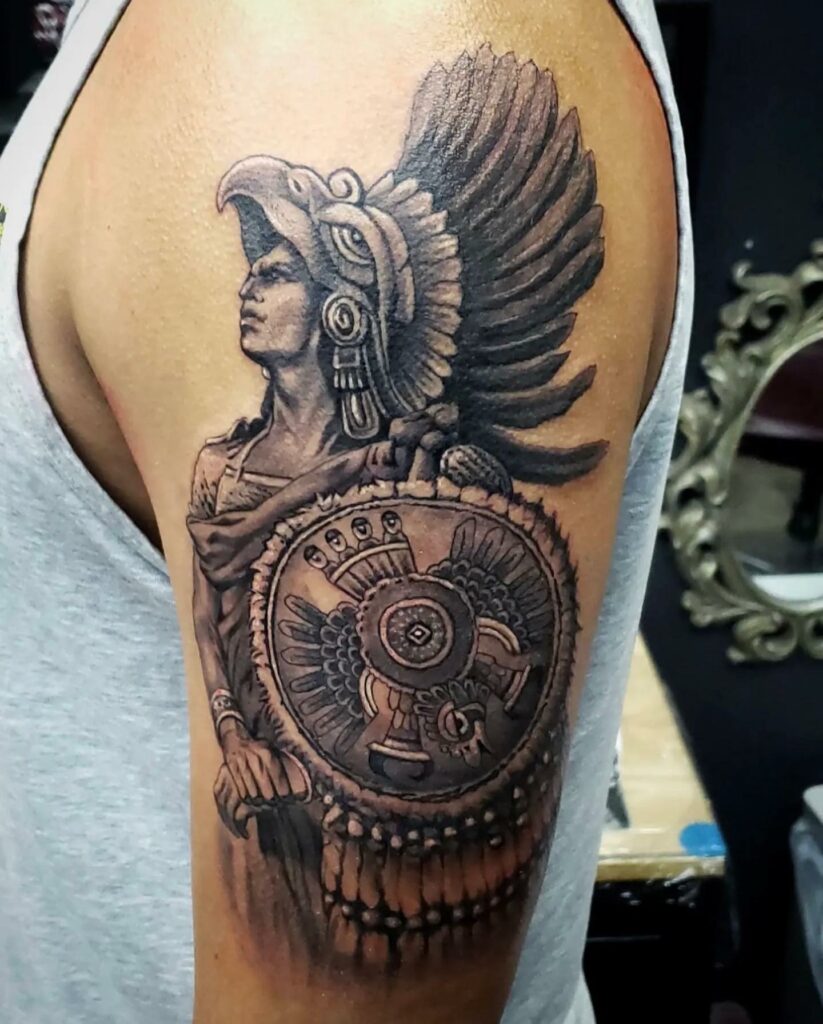 Aztec Warrior Headdress Tattoo