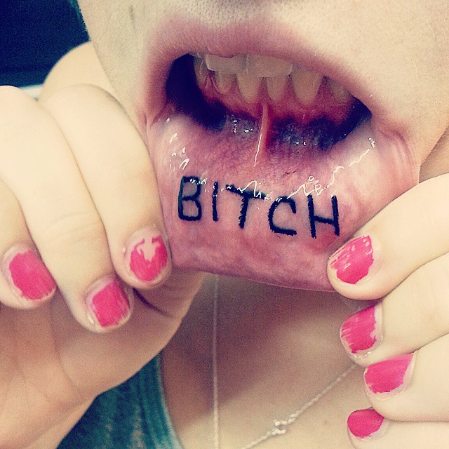 Bitch Lip Tattoo
