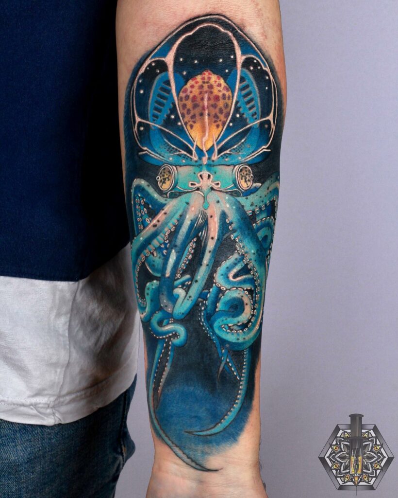 Blue Octopus Tattoo