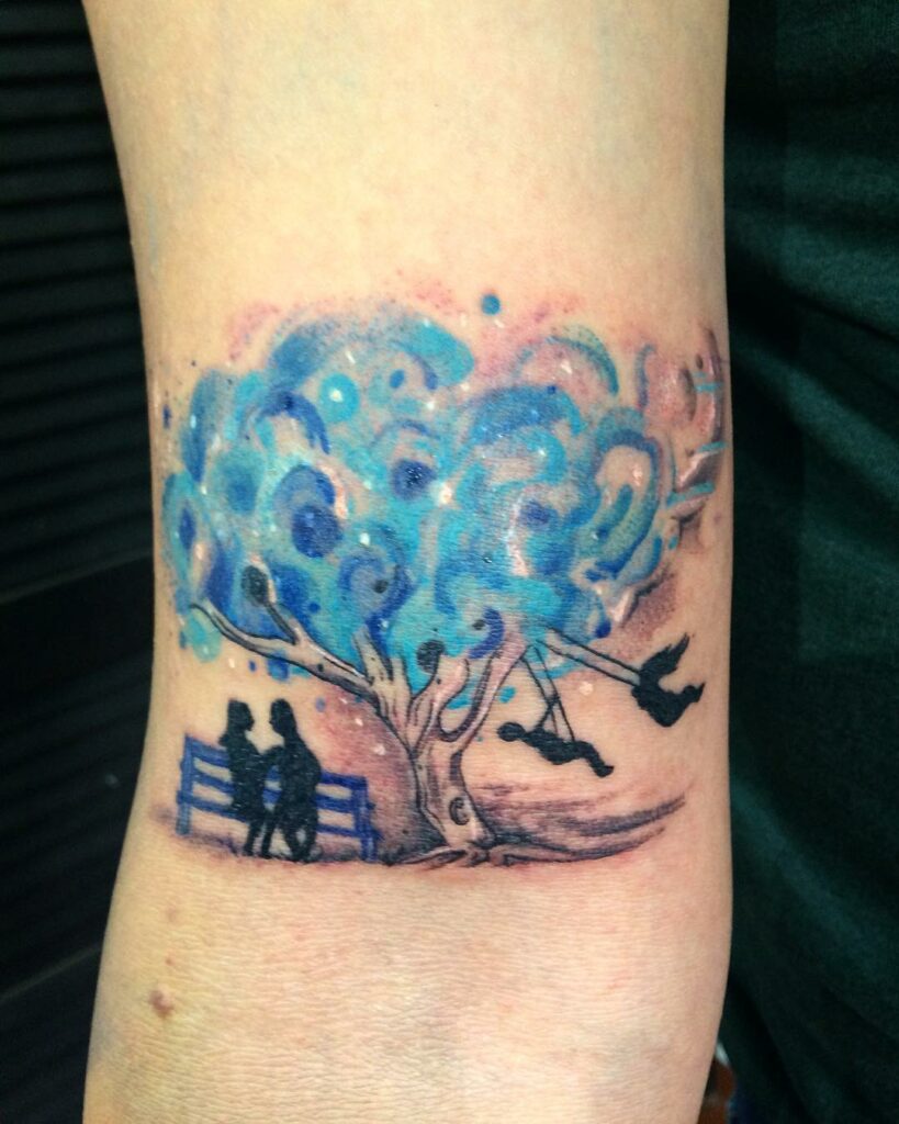 Blue Tree Tattoo
