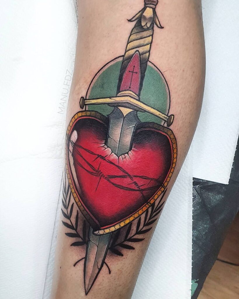 Broken Heart And Dagger Tattoo