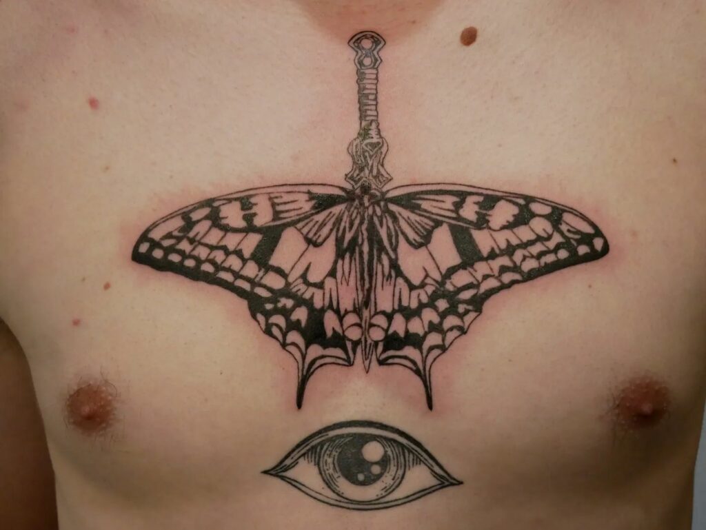 Butterfly Dagger Tattoo