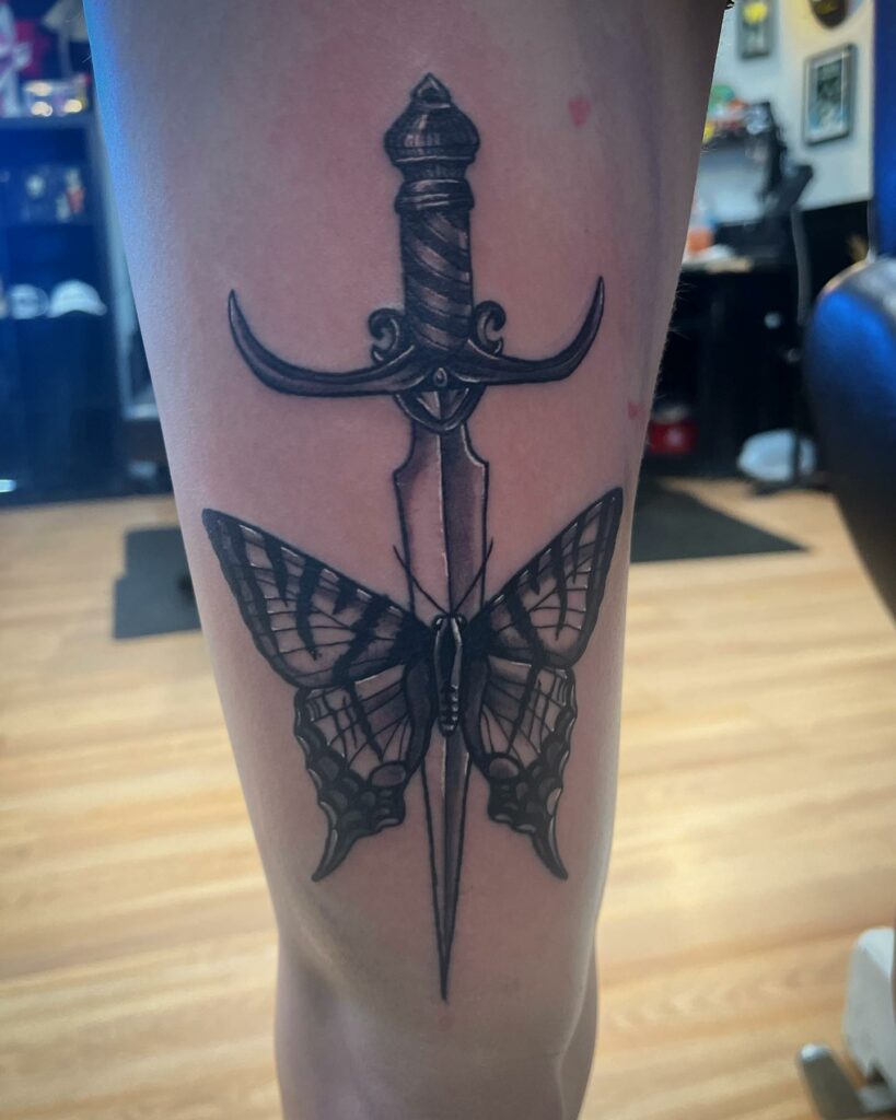 Butterfly Dagger Tattoo