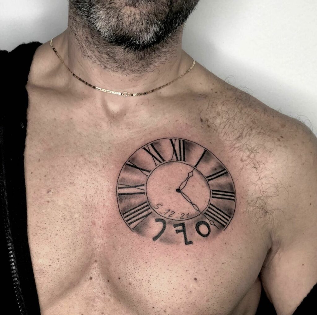 Clock Chest Tattoo
