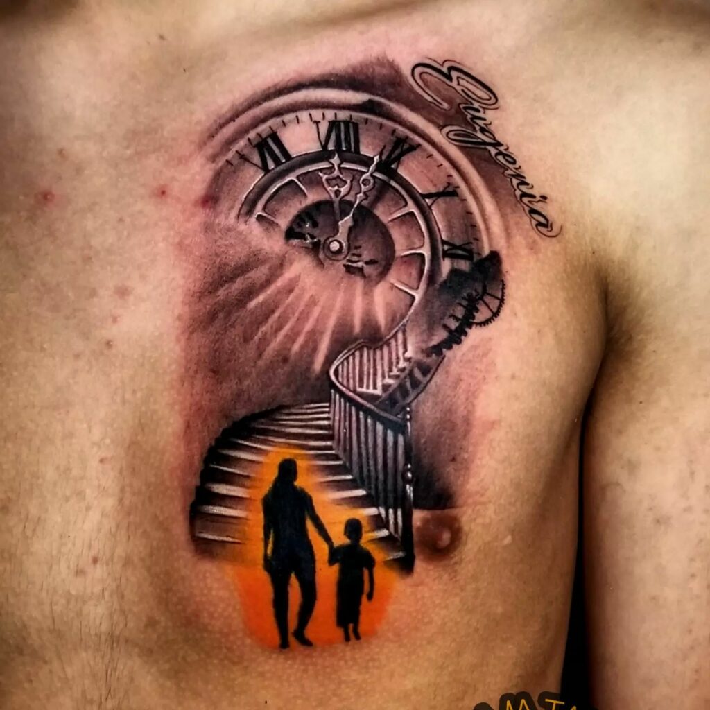 Clock Chest Tattoo