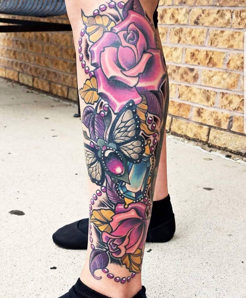 Colorful Leg Tattoo