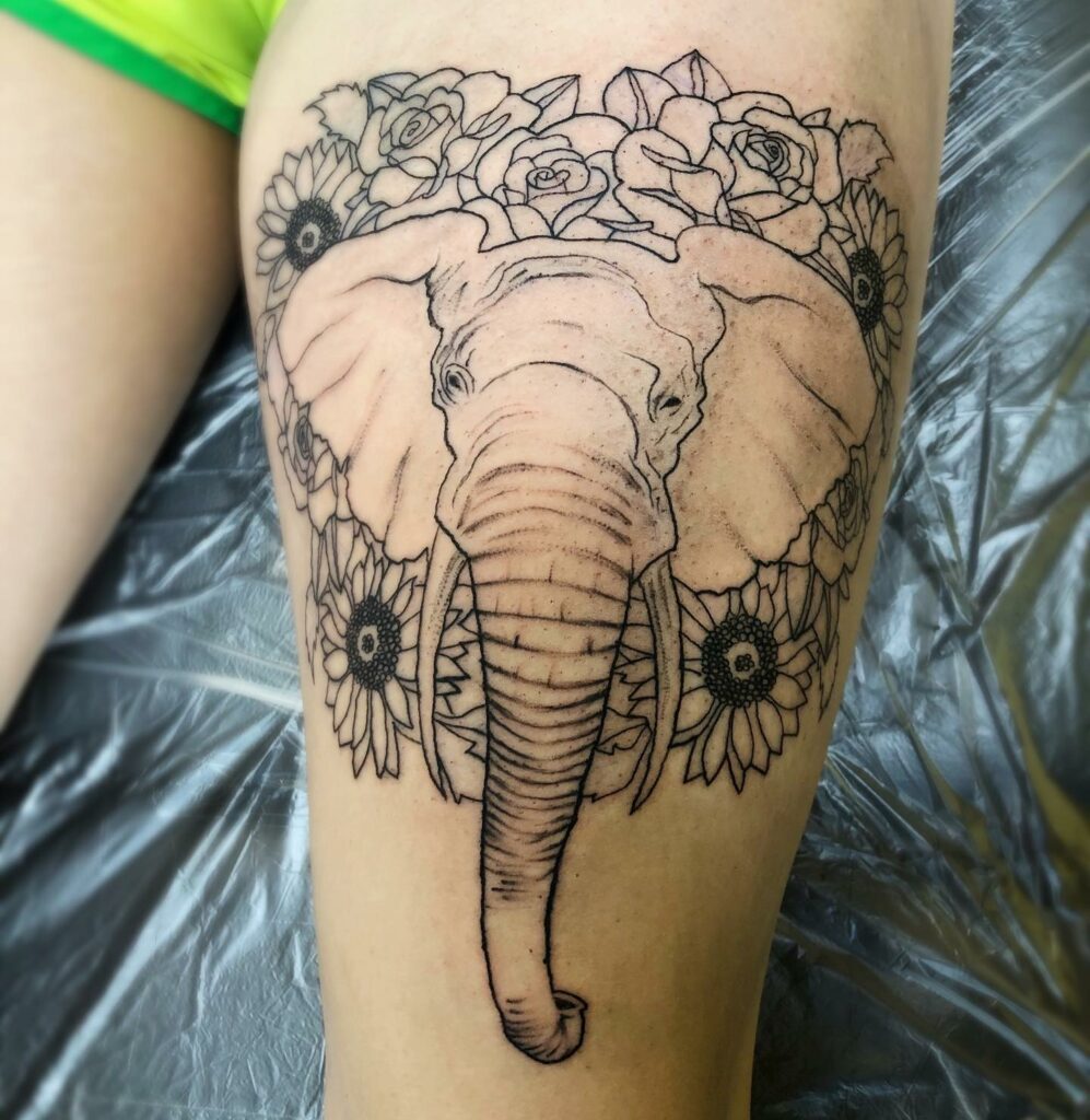 Elephant Thigh Tattoo