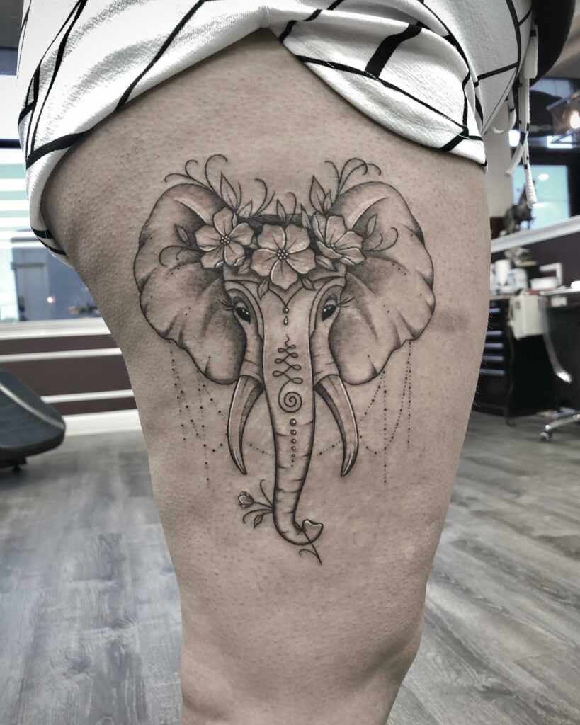 Elephant Thigh Tattoo