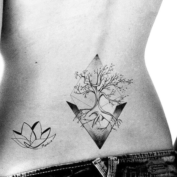 Geometric Lower Back Tattoo