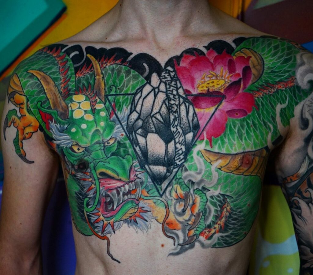 Green Dragon Rib Tattoo