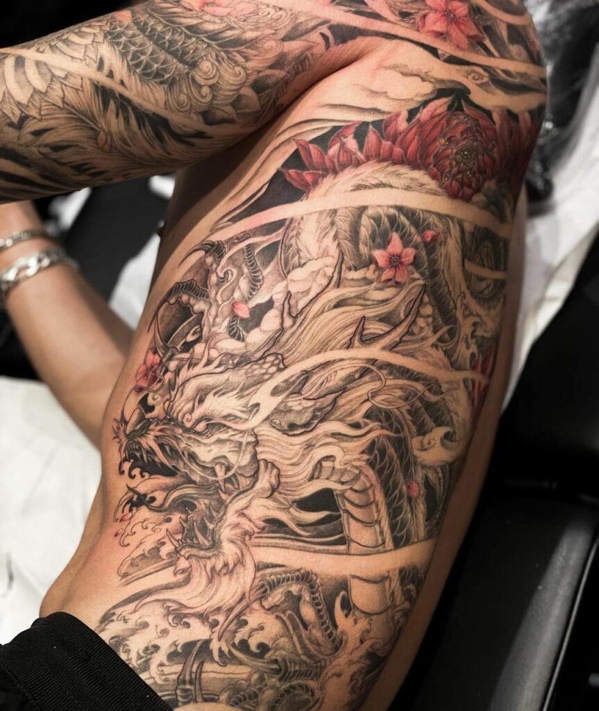 Light brown Dragon Rib Tattoo