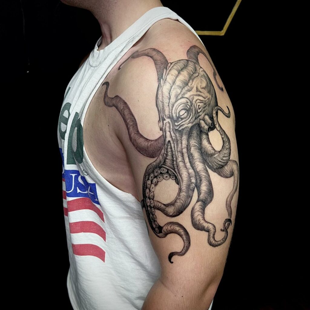 Octopus shoulder tattoo