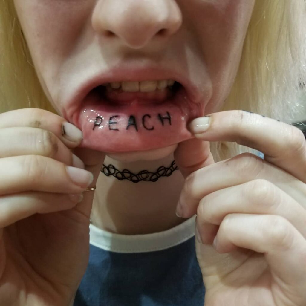 Peach Lip Tattoo